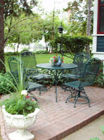 The patio is an outdoor dining possiblity.